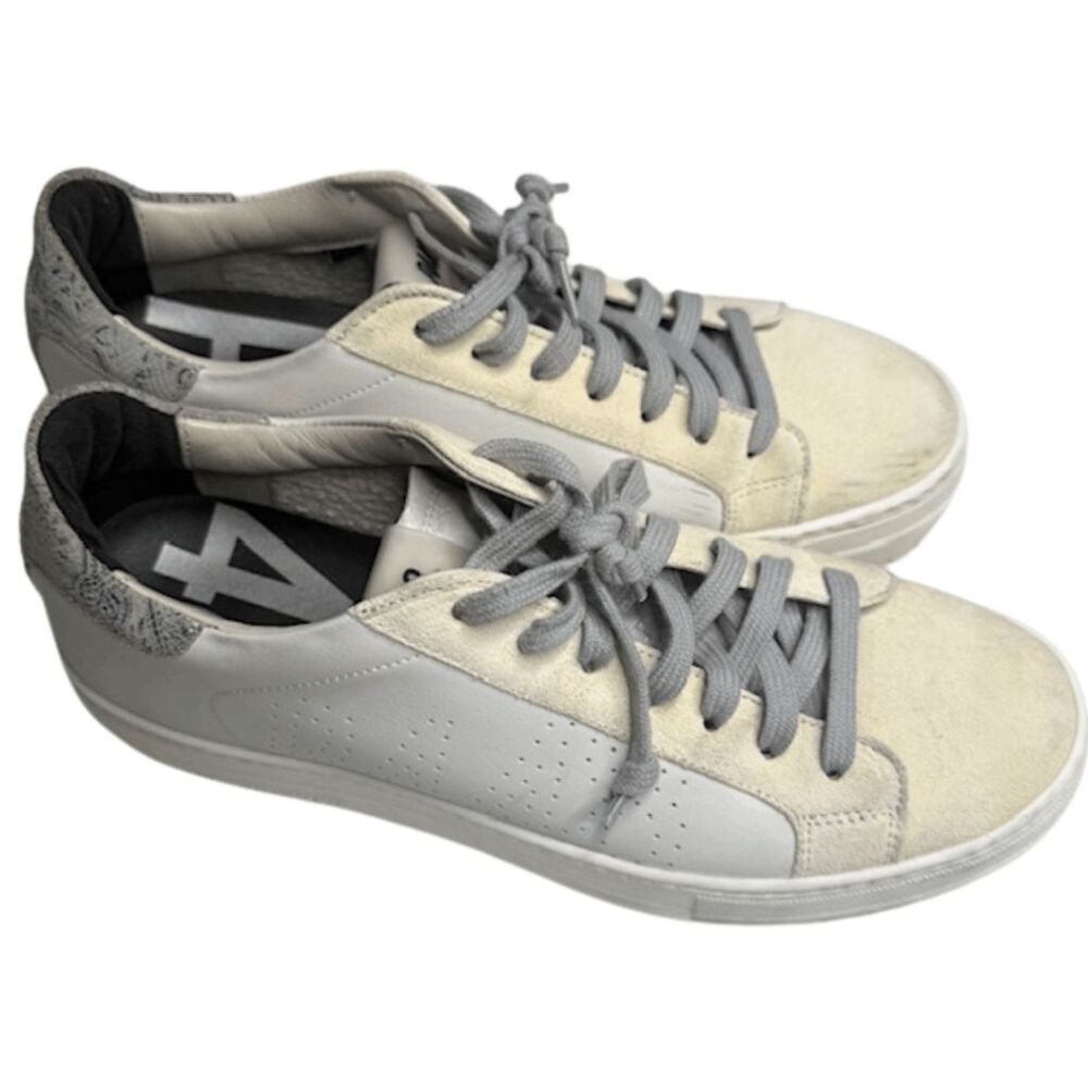 P448 Women's‎ Lace Up Thea Platform Sneakers White Gray Size 10